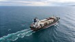 © ardianion - trading ship with containers in the middle of the ocean, crossing the continents, international trade route