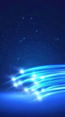 Poster - Abstract Blue Light Streaks Across a Starry Night