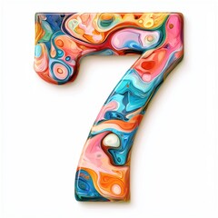 Poster - Colorful abstract number seven with vibrant swirls and patterns