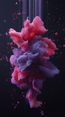 Poster - Abstract Pink and Purple Ink Explosion in Water