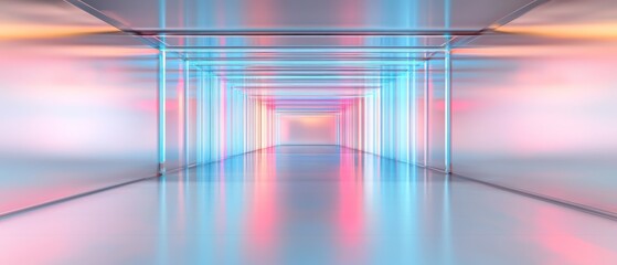 Poster - Neon Lights Tunnel: Futuristic Abstract Corridor