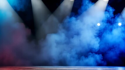 Poster - 4th of July stage with red, white, and blue smoke, spotlight and particle effects, vibrant effects, festive background video 4k