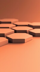 Poster - Abstract Hexagon Pattern: A Study in Coral Hues