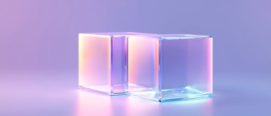 Poster - Iridescent Glass Cubes: A Study in Light and Form