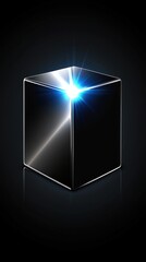 Poster - Luminous Black Cube: A Digital Abstract Artwork