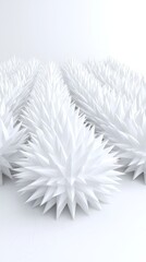 Poster - Abstract White Spiky Forms: A 3D Render of Geometric Shapes