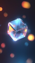 Poster - Neon Glass Cube Abstract Art