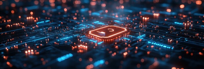 Poster - Digital Security Interface Cyberpunk Design Holographic Elements Privacy Regulation Law Online Protection Network Access Rights Data Security