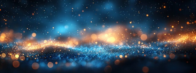 Aufkleber - Abstract Blue Bokeh Background Technology Business Data Futuristic Concept Modern Dark Light Contrast
