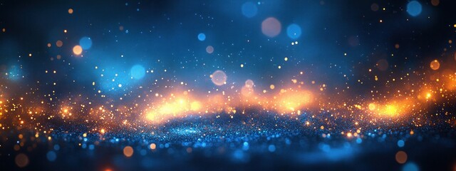 Poster - Blue Bokeh Background Abstract Technology Light Shiny Modern Digital Design Space