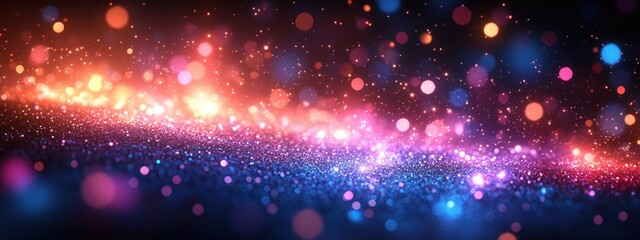 Aufkleber - Futuristic Abstract Technology Background featuring Blue and Purple Bokeh Lights and Glow Effects in Dark Minimalist Style