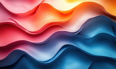 Poster - Futuristic 3D Abstract Geometric Art with Pastel Gradients and Metallic Textures