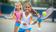 © Usama - Smiling Girl Plays Tennis, Junior Tennis Clinic, Happy Kids