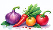 © BeaRod - watercolor vegetables painted canvas vibrant colors delicate brushstrokes create unique artistic