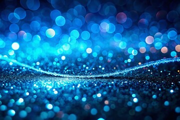 Poster - Minimalist Blue Glitter Light Streak, Magical Abstract Background