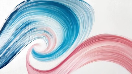 Poster - Abstract Brush Stroke Artwork in Blue and Pink with Fluid Swirls on White Background for Creative Design and Modern Decor Use