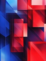 Poster - abstract background in red and blue tones with geometric shapes like squares and rectangles
