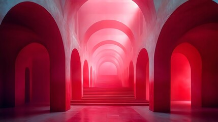 Wall Mural - a red and white archway with a red interior
