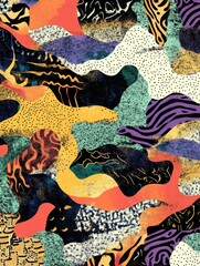 Poster - Seamless pattern with abstract pattern. Mixed media and collage