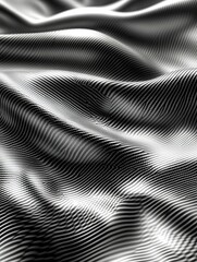 Poster - Abstract Wavy Black and White Carbon Fiber Pattern