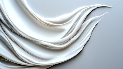 Poster - Elegant white silky fabric waves creating smooth flowing curves and gentle folds against light background. Luxurious textile with soft shadows and highlights.