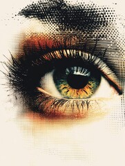 Poster - abstract halftone eye collage element. trendy grunge design element