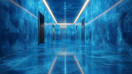 Wall Mural - a blue hallway with a blue ceiling and blue walls