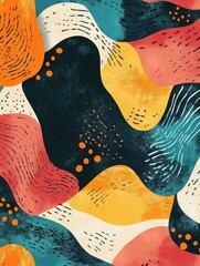 Poster - Seamless pattern with abstract pattern. Mixed media and collage