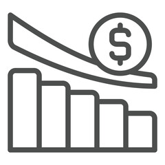 Poster - trend to go down chart line icon, world sanction concept. vector graphics. dollar currency graph, ma