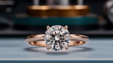 Poster - Diamond and Jewelry Design Concept, Stunning Futuristic Holographic Projection of a Brilliant Diamond Ring on a Modern Background
