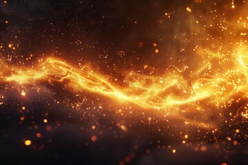 Poster - Golden flames dance in the dark, casting enchanting highlights and striking contrasts with soft lighting
