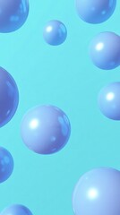 Poster - Translucent purple spheres varying in size drifting against turquoise backdrop, forming ethereal abstract pattern suggesting depth and dreamy spatial dimension