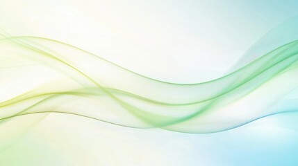 Poster - Smooth green and blue curves blending harmoniously, creating serene abstract wave pattern representing calmness and fluid graphic design potential