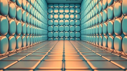 Poster - a blue surface features transparent shapes, showcasing a futuristic tech design with available copy 