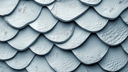 Poster - A 3D polished wall background featuring tiles, accompanied by a futuristic tile wallpaper that incorporates a fish scale pattern and white blocks, all showcased in a 3D render