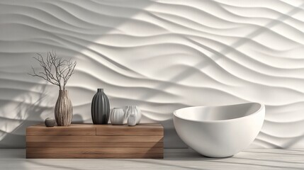 Poster - a multicolored abstract wallpaper is formed by the rippling of white and grey 3d waves, accompanied 