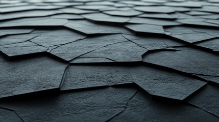 Poster - Modern Dark Surface Featuring Triangular Pyramids, a Black Abstract 3D Texture