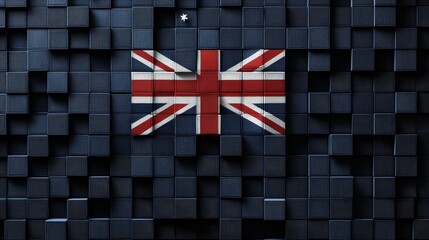 Fototapete - Australia's colors are depicted in a futuristic 3D style, representing the Australian Network Concept on a tech background