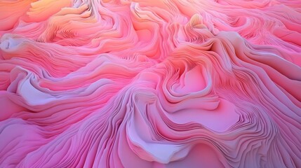 Poster - A colorful abstract background composed of pink 3D ribbons, featuring a 3D render with copy space