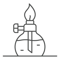 Poster - Alcohol flame burner thin line icon, clinical research concept. Vector graphics. Burner jar for laboratory sign on white background, outline style icon for mobile or web design.