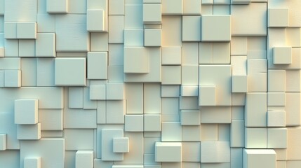Poster - A futuristic and polished wall background featuring tiles is depicted, along with a white tile wallpaper that showcases 3D square blocks, all presented as a 3D render
