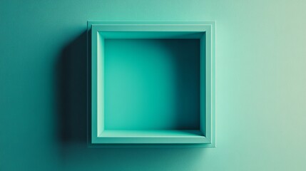 Poster - A minimalist background featuring an embossed 3D shape, accompanied by a blue gradient surface with a raised square, as depicted in a 3D render