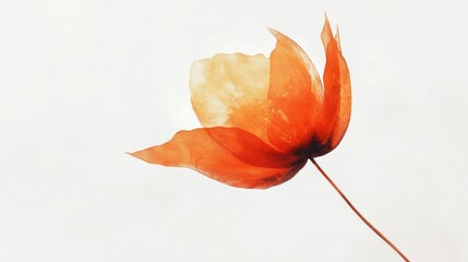 Aufkleber - A striking orange flower showcases its delicate petals with a soft and inviting glow. The gentle morning light highlights its beauty against a minimalist backdrop, creating a serene atmosphere