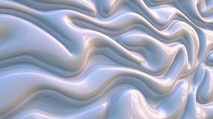 Poster - Wallpaper featuring abstract white undulating lines in 3D, rendered in light tones