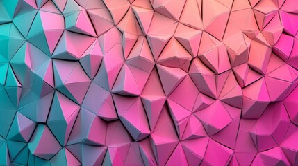 Poster - The surface features a vibrant high-tech design with triangular pyramids, showcasing a white, blue, and pink three-dimensional 3D texture
