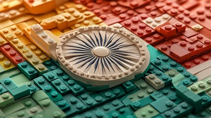 Poster - The Indian flag is depicted in a futuristic 3D style, symbolizing the country's innovative concept set against a technological background