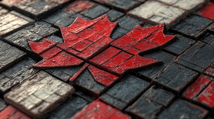 Poster - Canada's flag is depicted in a futuristic 3D style, symbolizing Canadian innovation with a tech background