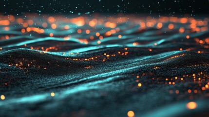 Poster - Abstract Medical Technology background featuring orange hues and representing Health, Science, and Research concepts through 3D rendering