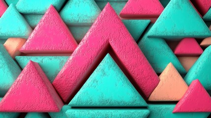 Poster - A vibrant high-tech surface features tetrahedrons, set against a geometric 3D banner with a white, blue, and pink color scheme