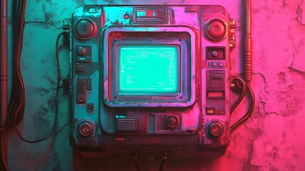 Poster - A vibrant and colorful tech wallpaper featuring futuristic and science fiction-inspired hardware, created using 3D rendering techniques